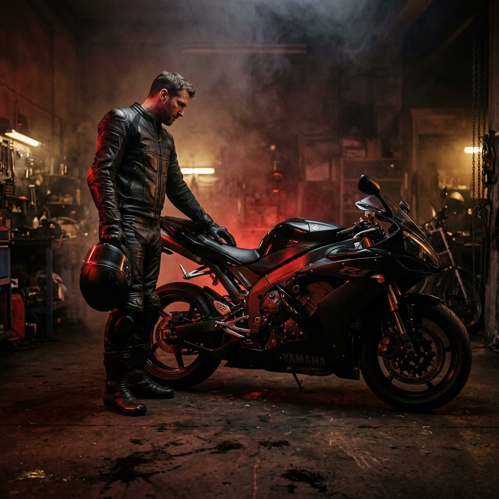 Acercándose a la moto